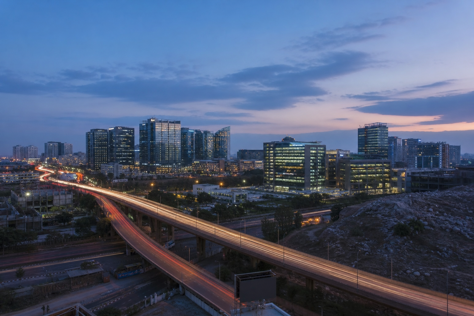 Modern Hyderabad city skyline